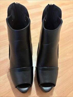 Women's Black Peep-Toe Ankle Boots